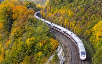 InterCityExpress ICE of Deutsche Bahn AG underway on the Geislinger Steige