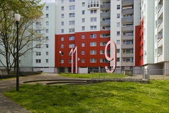 House numbers in front of the large housing estate at Clarenberg