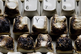 Close Up of burnt computer keyboard