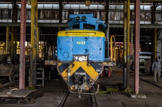 Old train in the railway depot of