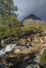 The Scottish mountain Buachaille Etive Mor in Glen Etive in the Highlands of Scotland