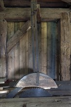 Self-built saw guard in a historic sawmill