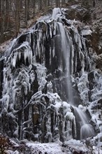 Frozen Radau waterfall in winter near Bad Harzburg