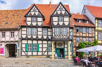 Klopstock Museum and typical half-timbered houses on the Schlossberg in Quedlinburg