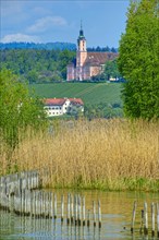 View from Lake Constance to the pilgrimage church Birnau
