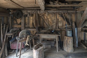Tool corner in a historic sawmill built in 1870