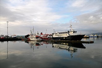 Boats in the old harbour of Reykjavik
