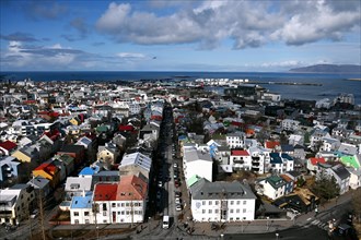 View of the colourful rooftops of Reykjavik
