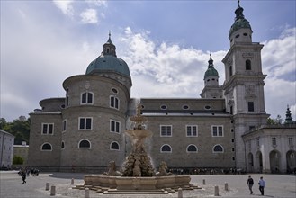 Residenzbrunnen on Residenzplatz in front of Salzburg Cathedral