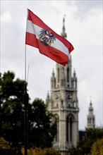 Austrian state flag in front of the town hall