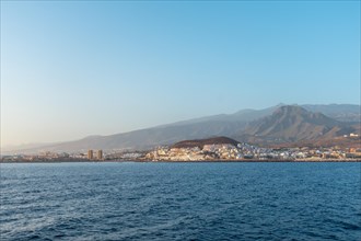 Tenerife ferry heading to Hierro or La Gomera. View from the boat of Los Cristianos