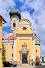 Church of Saint Nicholas on Marienplatz in the town centre of Immenstadt im Allgaeu