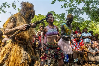 Yaka tribe practising a ritual dance
