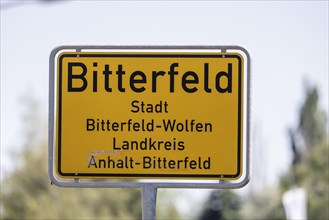 Place-name sign of Bitterfeld