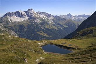 The Riedingsee with the summit of the Mosermandl