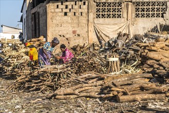 Selling firewood at the market in Tanji
