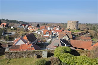 View of Fischbachtal with town fortification and tower