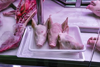 Pig's heads and fresh meat