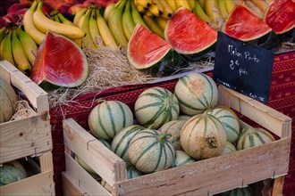 Melons at the market of L'Isle-sur-la-Sorgue