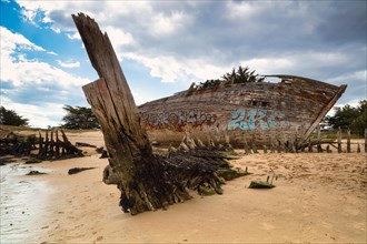 Magouer ship cemetery on the river Etel