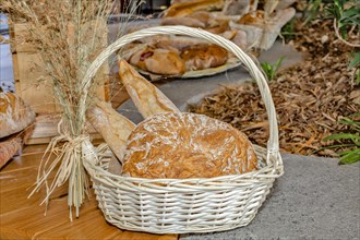 Country bread in a basket