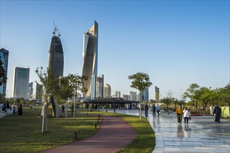 The skyline of Kuwait city and Al Shaheed Park