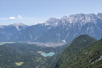 View of Lautersee Mittenwald and Karwendel Mountains