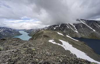 View of lake Gjende and lake Bessvatnet