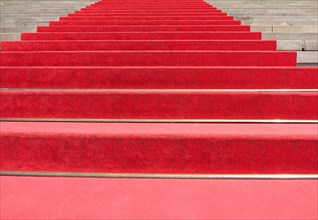 Red carpet on stairway