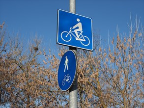 Pedestrian and cycle lane sign