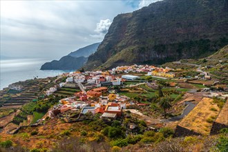 Aerial view of the town of Agulo in La Gomera