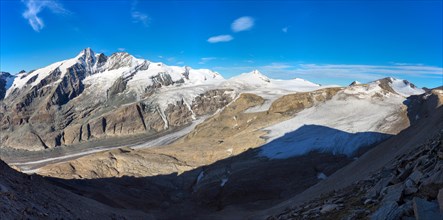 Panorama of Grossglockner and Pasterze in autumn