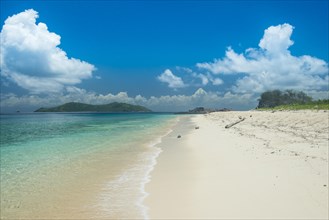 Beautiful white sand beach on Monuriki or Cast away island