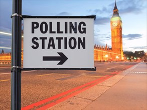 Polling station sign in London