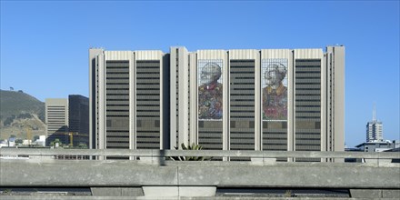 Office Building with Nelson Mandela and Bishop Desmond Tutu representation on the facade