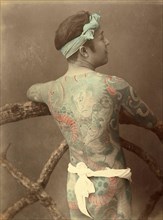 Japanese man with a tattoo on his back