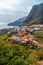 View of the village of Agulo between the valleys and municipalities of Hermigua and Vallehermoso in the north of La Gomera