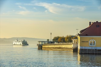 View over Lake Constance and the Ferry House in the evening