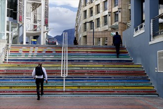 Colored stairs in front of the Clock Tower shopping Mall
