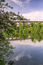 The Enzviaduct railway viaduct over the river Enz in the town of Bietigheim-Bissingen