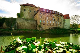 Kapellendorf moated castle with moat and wild common ivy