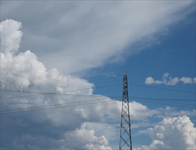 Transmission line over blue sky