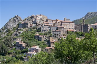 Typical Corsican mountain village in summer