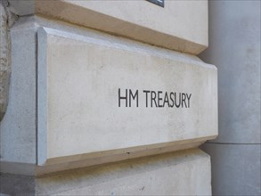 HM Treasury sign in London