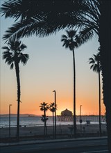 The pier at sunset in Huntington Beach