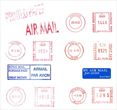 International postage meters isolated
