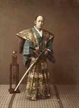 Samurai warrior with sword and uniform