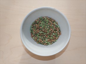 Lentils and peas in a bowl