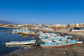 Fishing port of Mirbat with small fishing boats