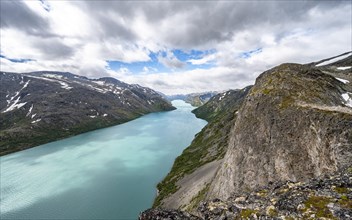 View of Lake Gjende and mountains